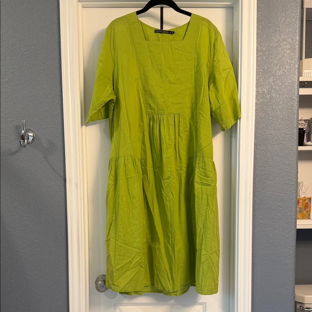 Gudrun Sjoden Lime Green Relaxed Midi Dress - Picture 1 of 3